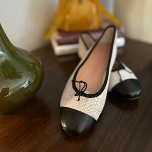 J. Crew Black and Cream Women's Flats